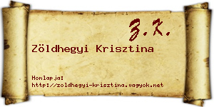 Zöldhegyi Krisztina névjegykártya